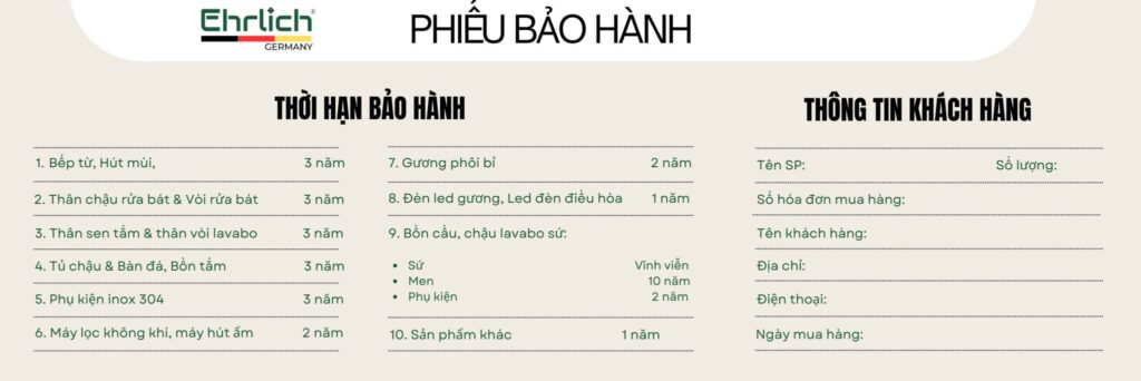 Phiếu bảo hành khách hàng