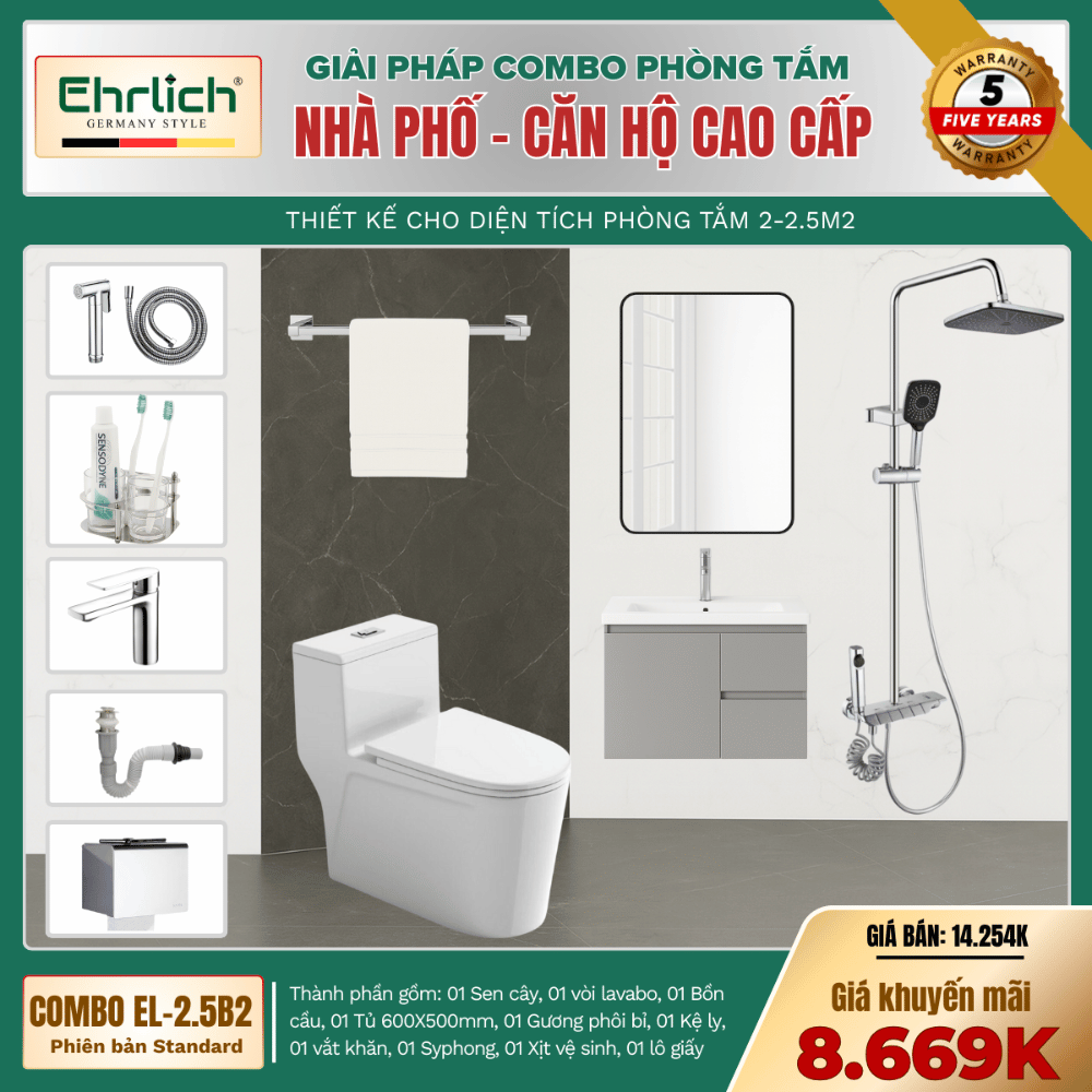 Combo phòng tắm EL-2.5B bản Standard